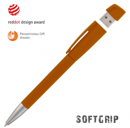 Ручка с флеш-картой USB 8GB «TURNUSsoftgrip M» оранжевый