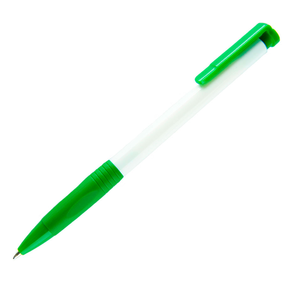 N13, ручка шариковая с грипом, пластик, белый, зеленый