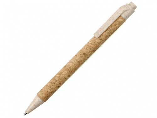 Ручка из пробки и переработанной пшеницы шариковая Evora коричневый/бежевый