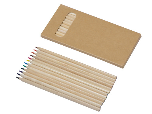Набор из 12 трехгранных цветных карандашей Painter упаковка- крафт, карандаши- натуральный